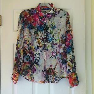 George Roth LA button down flower shirt women's medium